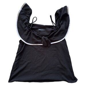 Kanji women’s black off the shoulder blouse with white trim size medium